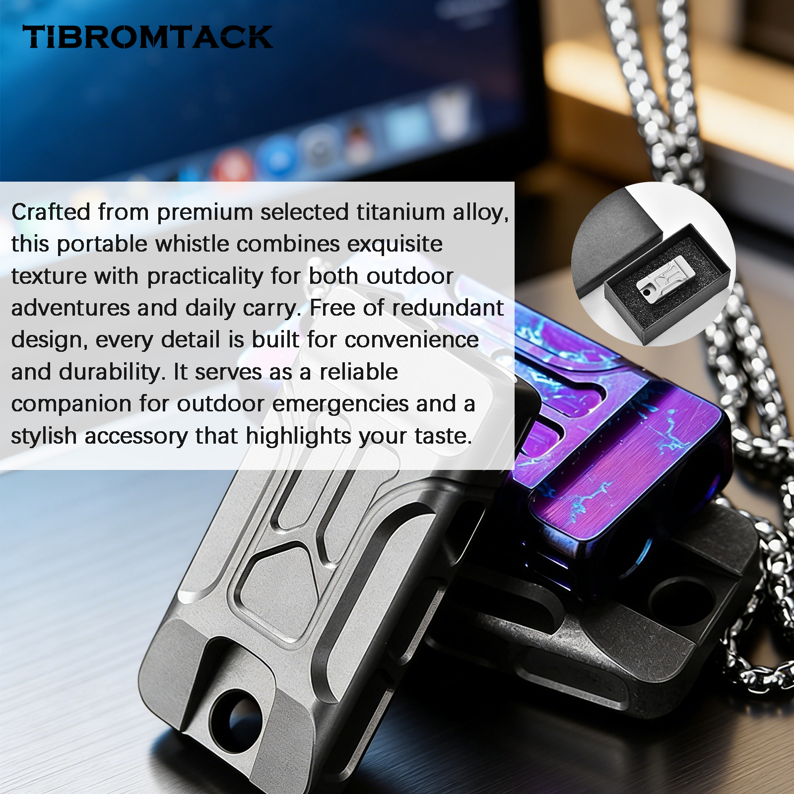 TIBROMTACK GR5 Titanium Emerge - đánh giá và giá Emergency Whistle Loud