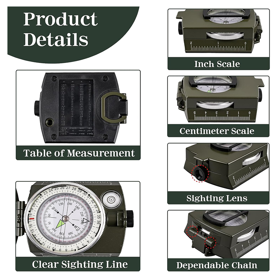 Tactical Survival Compass - Wa - đánh giá và giá Compass Lensatic