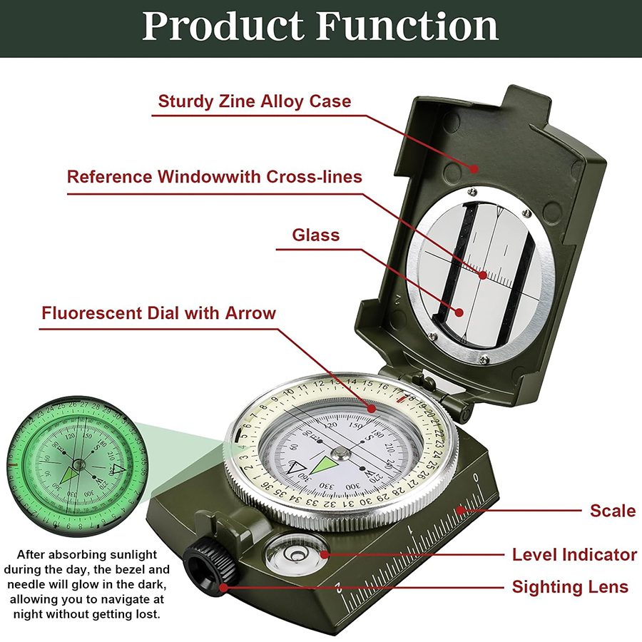 Tactical Survival Compass - Wa - đánh giá và giá Compass Lensatic