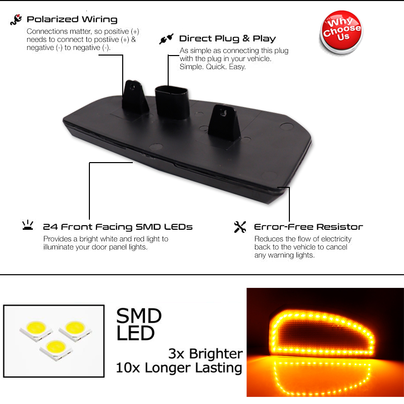 2pcs Switchback LED Side Mirro - đánh giá và giá Signal Panel Orange