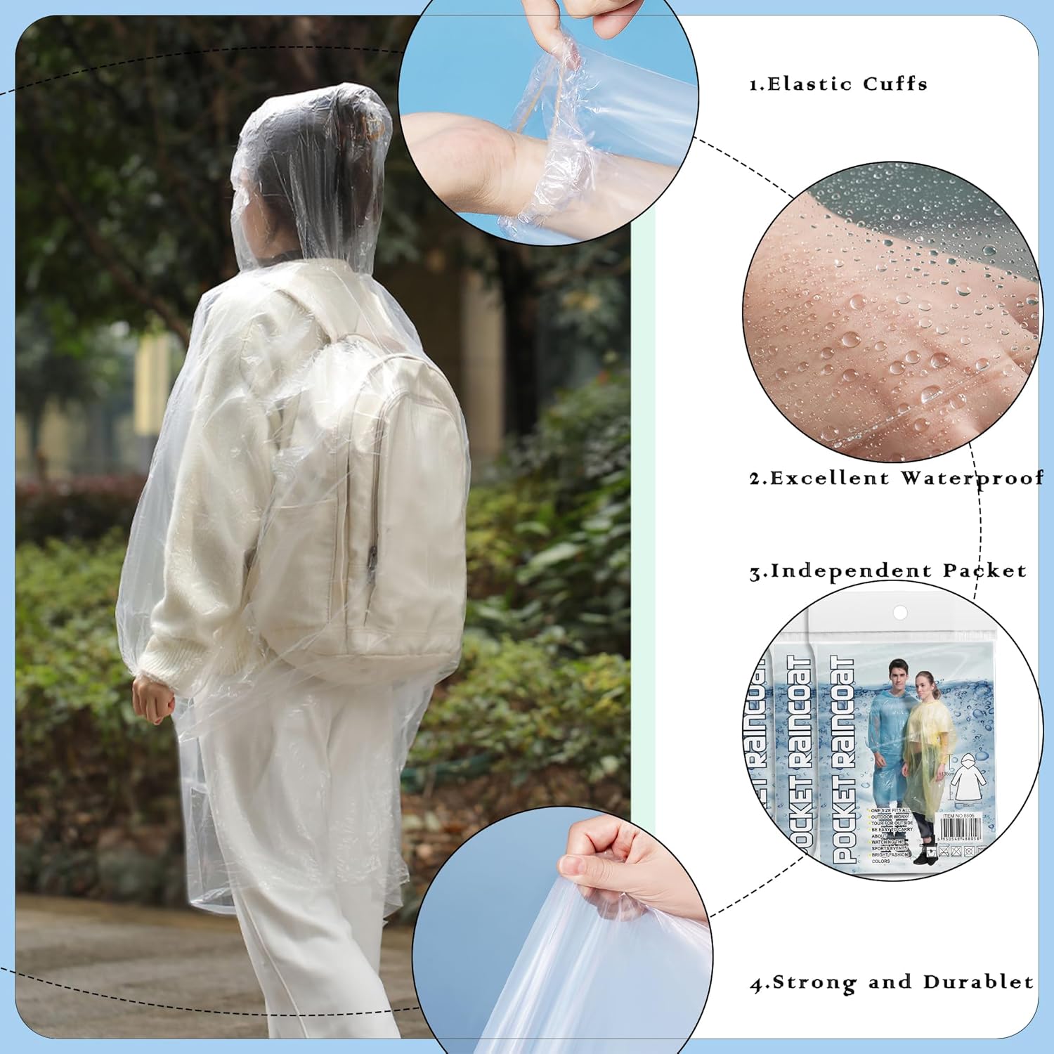10 Pack Disposable Rain Poncho - đánh giá và giá Emergency Poncho Rain