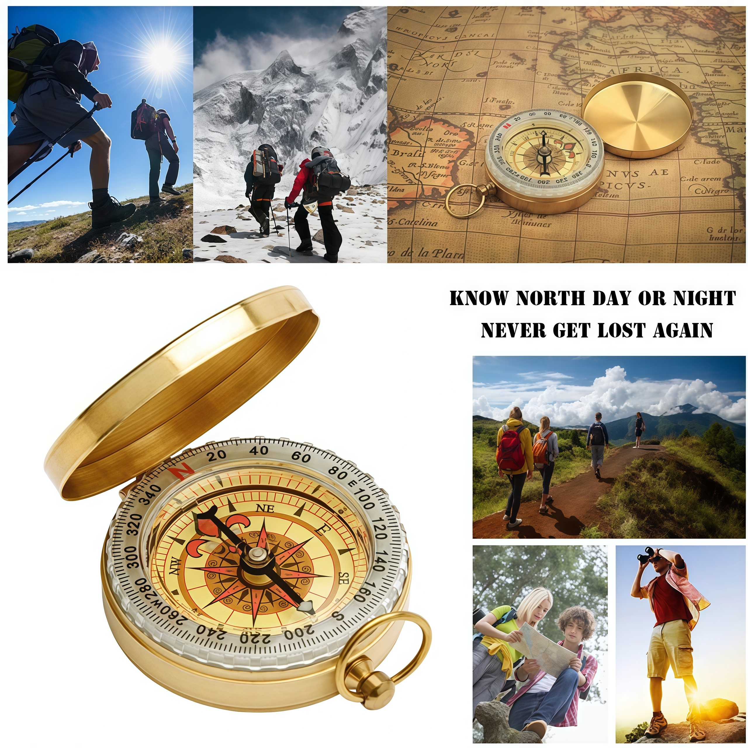Brass Outdoor Compass - Gold C - đánh giá và giá Compass Lensatic