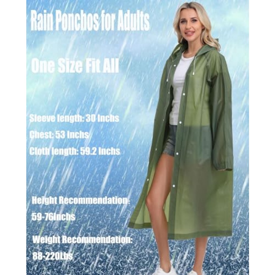 2-Pack Reusable Rain Ponchos f - đánh giá và giá Emergency Poncho Rain